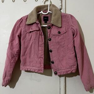 GapKids Pink Corduroy Sherpa Lined Jacket Girls L (10) Button Casual